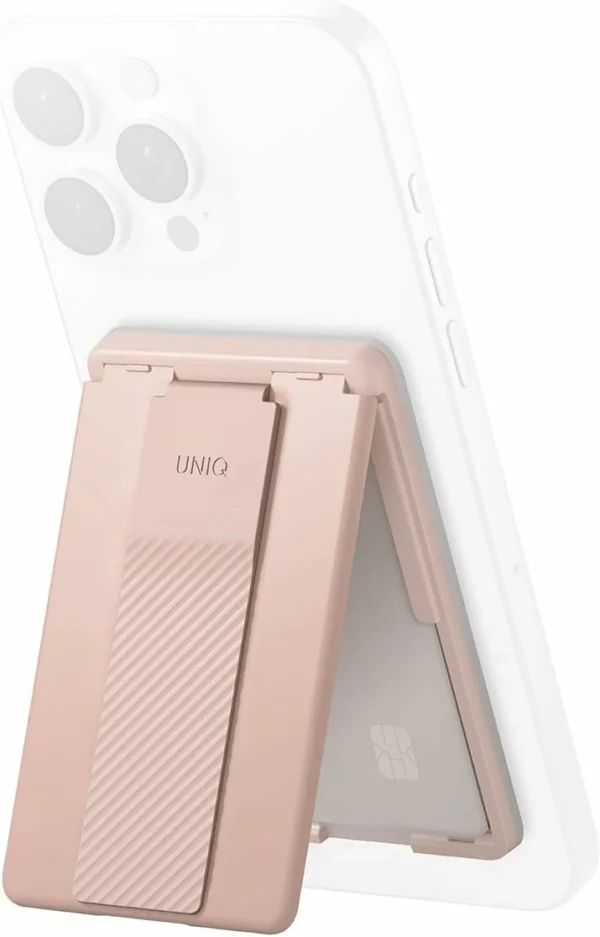 حامل بطاقات مغناطيسي UNIQ Heldro ID مع شريط قبضة وحامل مدمج