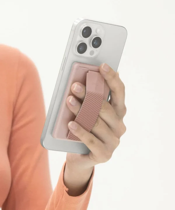 حامل بطاقات مغناطيسي UNIQ Heldro ID مع شريط قبضة وحامل مدمج