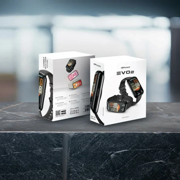 ساعة ذكية HiFuture EVO2 بشاشة IPS مقاس 1.47 بوصة – تتبع صحي ورياضي | متوفر 3 الوان