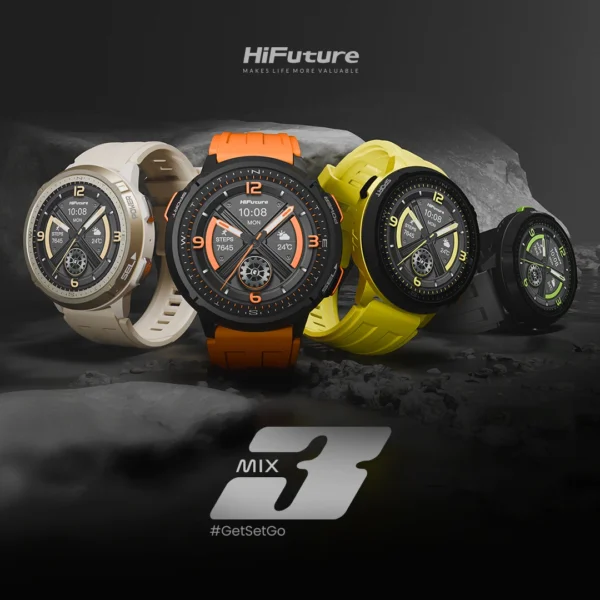 ساعة ذكية رياضية HiFuture MIX3 بشاشة AMOLED ومكالمات بلوتوث ومقاومة للماء 3ATM