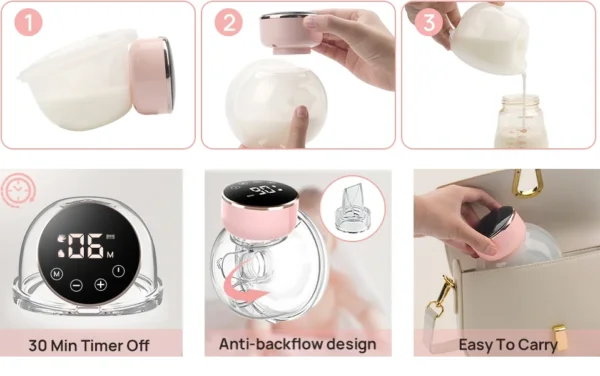 شفاط حليب ذكي قابل للارتداء بقوة شفط عالية و بطارية طويلة العمر