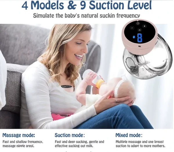 شفاط حليب كهربائي ذكي قابل للارتداء بقوة شفط عالية و تشغيل هادئ