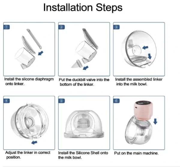شفاط حليب كهربائي ذكي قابل للارتداء بقوة شفط عالية و تشغيل هادئ