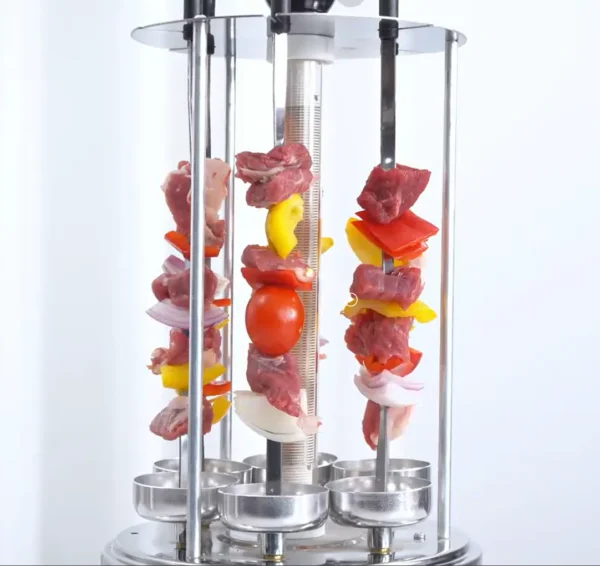 شواية عمودية سعة 6 اسياخ بقوة 1500 واط  مناسب للكباب، اللحوم والدجاج والخضار