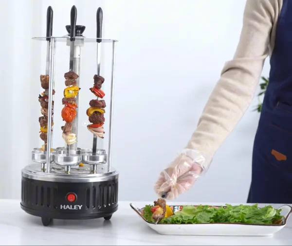 شواية عمودية سعة 6 اسياخ بقوة 1500 واط  مناسب للكباب، اللحوم والدجاج والخضار