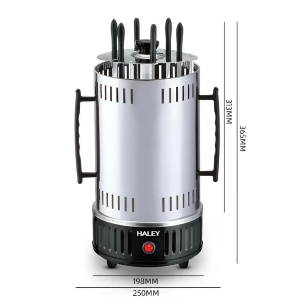 شواية عمودية سعة 6 اسياخ بقوة 1500 واط  مناسب للكباب، اللحوم والدجاج والخضار