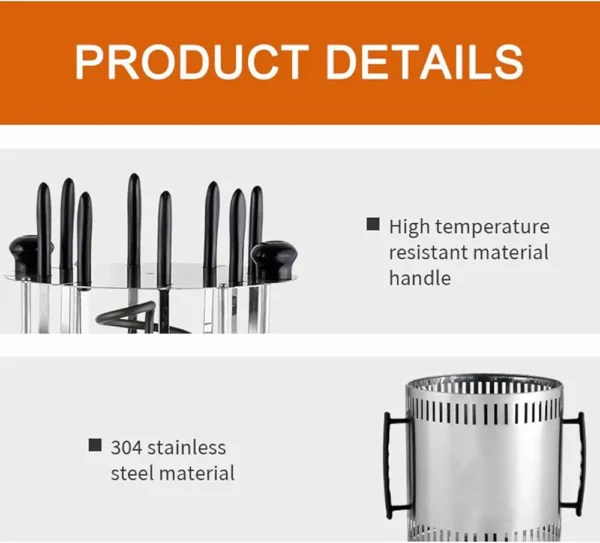 شواية عمودية كهربائية سعة 8 اسياخ بقوة 1500 واط