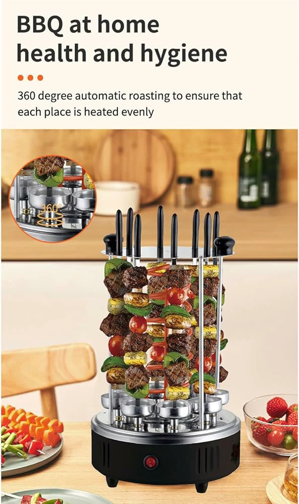 شواية عمودية كهربائية سعة 8 اسياخ بقوة 1500 واط