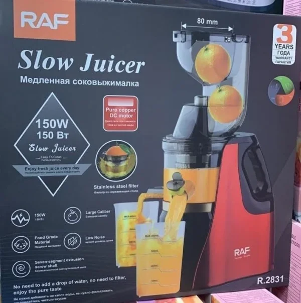 عصّارة بطيئة RAF  –  ماتور نحاس (منخفض الضجيج) استخلاص صحي بأقصى فائدة غذائية