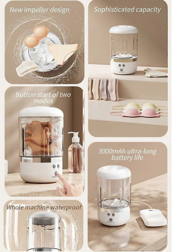 غسالة صغيرة محمولة للملابس الخفيفة – عملية، موفرة، وسهلة الحمل