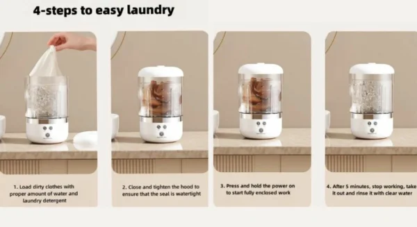 غسالة صغيرة محمولة للملابس الخفيفة – عملية، موفرة، وسهلة الحمل