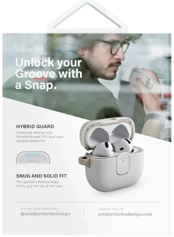 كفر UNIQ Clyde Lock لسماعات AirPods الجيل الرابع (2024) مع قفل وحلقة تعليق