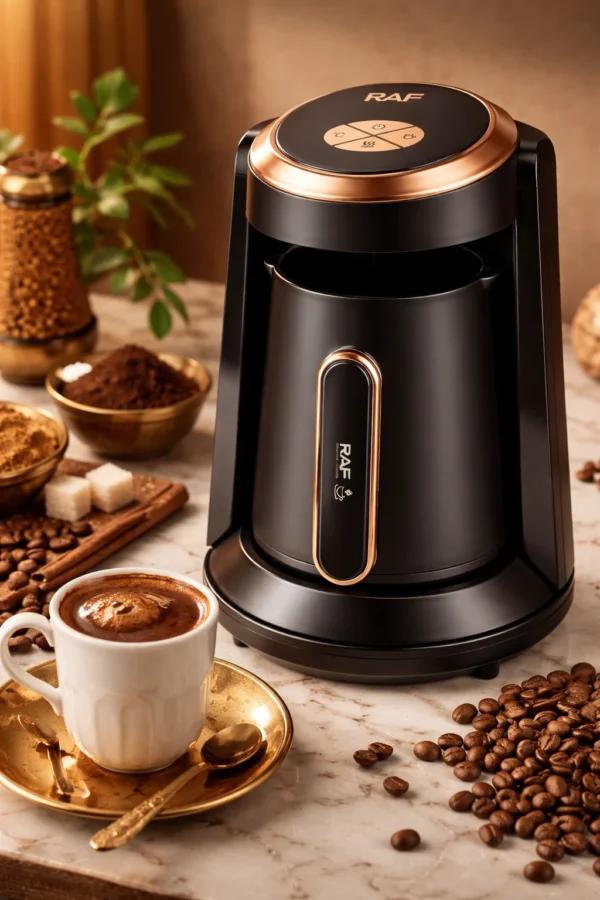 ماكينة قهوة تركية كهربائية RAF  – تحضير سريع بلمسة واحدة سعة 350 مل