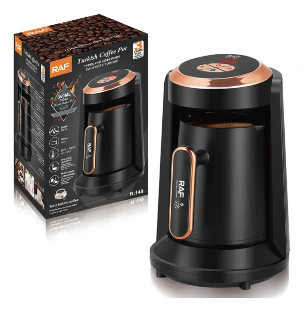ماكينة قهوة تركية كهربائية RAF  – تحضير سريع بلمسة واحدة سعة 350 مل