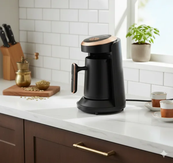 ماكينة قهوة تركية كهربائية RAF  – تحضير سريع بلمسة واحدة سعة 350 مل