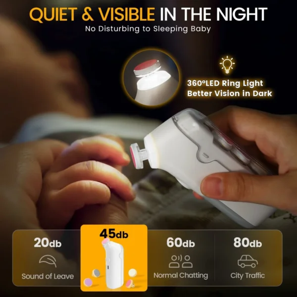 مبرد أظافر أطفال كهربائي آمن وهادئ مع إضاءة LED – قصّ بلا ألم من أول يوم (6) مبرد أظافر أطفال كهربائي آمن وهادئ مع إضاءة LED – قصّ بلا ألم من أول يوم