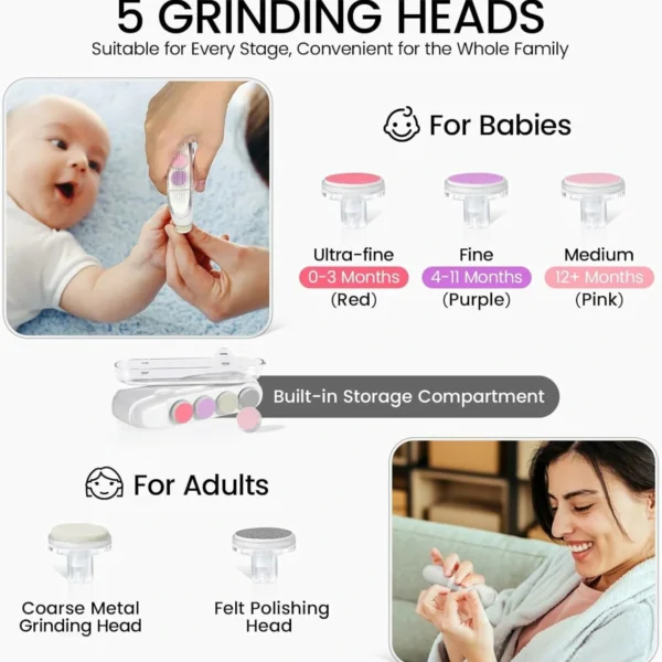 مبرد أظافر أطفال كهربائي آمن وهادئ مع إضاءة LED – قصّ بلا ألم من أول يوم (7) مبرد أظافر أطفال كهربائي آمن وهادئ مع إضاءة LED – قصّ بلا ألم من أول يوم