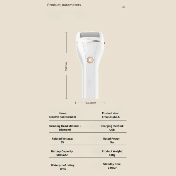 مبرد القدمين الكهربائي القابل للشحن – نعومة فورية بدون مجهود