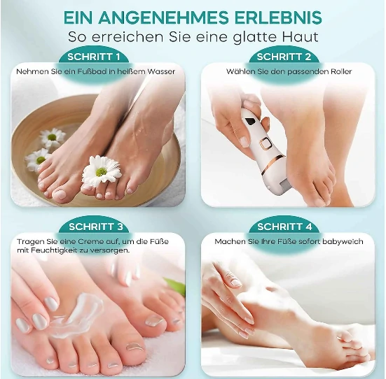 مبرد القدمين الكهربائي بشاشة LED – نعومة فورية وإزالة فعّالة للتشققات