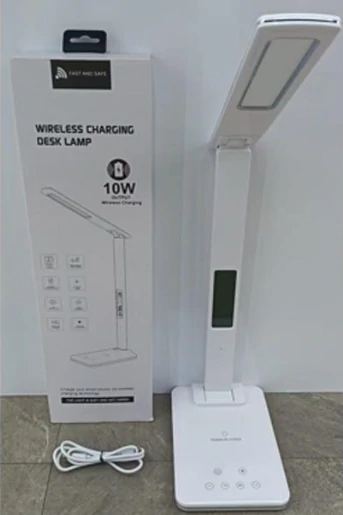 مصباح مكتب LED قابل للطي مع شحن لاسلكي وشاشة رقمية ذكية