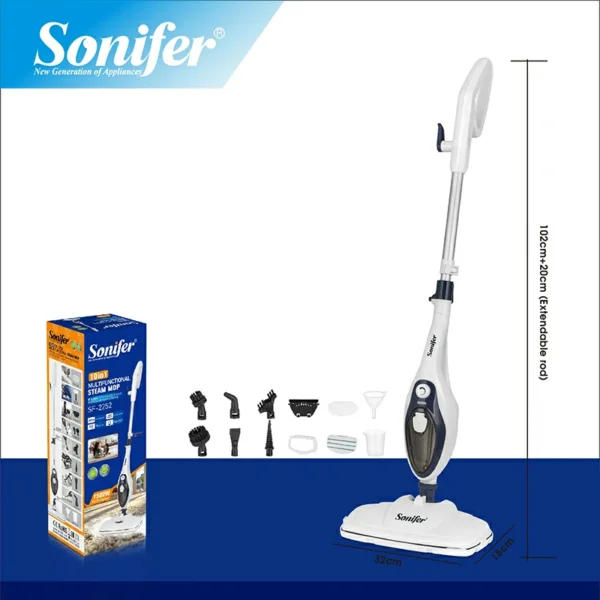 ممسحة + منظف بخار Sonifer  متعدد الوظائف 1500 واط تعقيم بالبخار حتى 140°