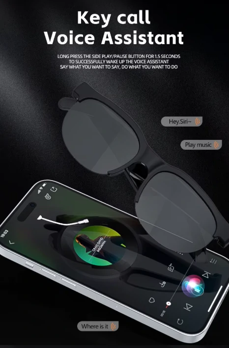 نظارات ذكية ببلوتوث وصوت مفتوح مع عدسات مستقطبة وحماية UV (6) نظارات ذكية ببلوتوث وصوت مفتوح مع عدسات مستقطبة وحماية UV