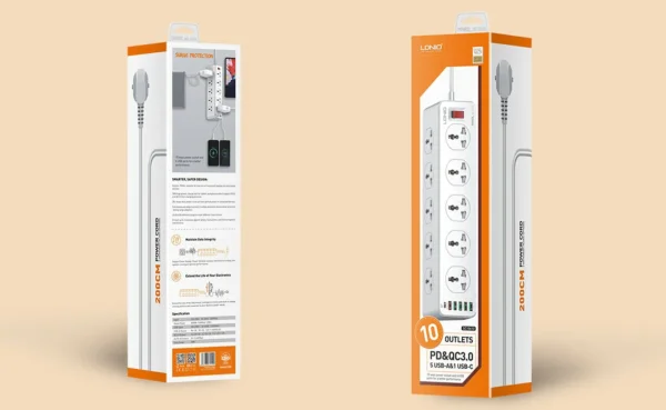 وصلة كهرباء LDNIO عشرة مخارج كهرباء + 6 منافذ USB شحن سريع PD/QC قدرة 30W