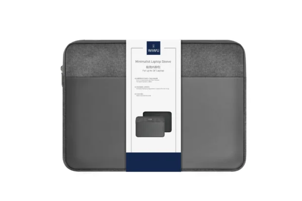 14-minimalist-laptop-sleeve-case-grey-1.webp حقيبة لابتوب مينيمايست 14 بوصة - حقيبة لابتوب عمودية WIWU Alpha 11 بوصة