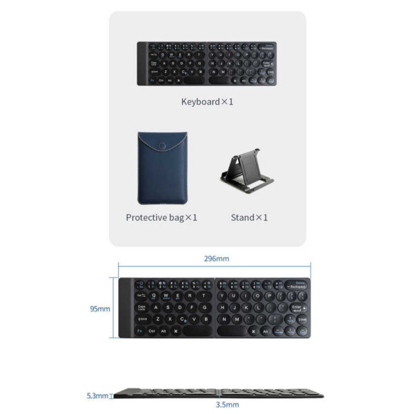 لوحة مفاتيح مطوية WIWU Fold Mini Keyboard باللغتين الإنجليزية والعربية مع حامل وشحن سريع 30W