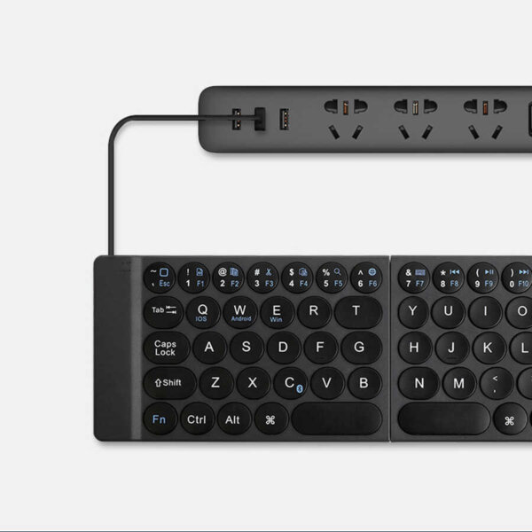 لوحة مفاتيح مطوية WIWU Fold Mini Keyboard باللغتين الإنجليزية والعربية مع حامل وشحن سريع 30W