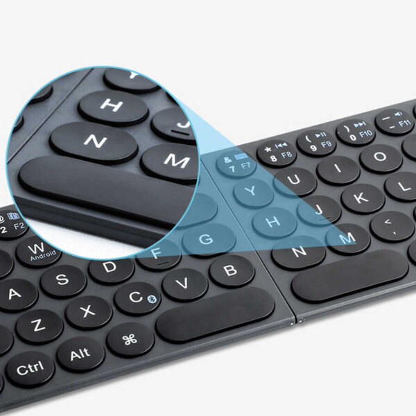 لوحة مفاتيح مطوية WIWU Fold Mini Keyboard باللغتين الإنجليزية والعربية مع حامل وشحن سريع 30W