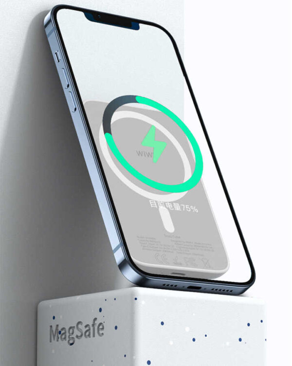 شاحن لاسلكي مغناطيسي WIWU بقدرة 5000mAh مع شاشة LED وشحن سريع 20W