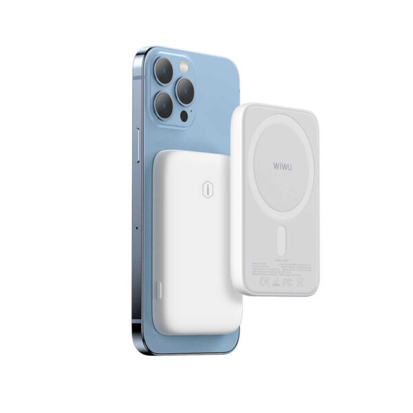 شاحن لاسلكي مغناطيسي WIWU بقدرة 5000mAh مع شاشة LED وشحن سريع 20W
