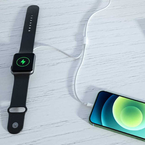 شاحن لاسلكي للساعة WIWU M10 بقدرة 2.5 واط مع كابل ليتنينج PD20W - أبيض