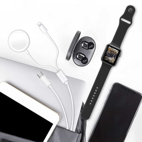 شاحن لاسلكي للساعة WIWU M10 بقدرة 2.5 واط مع كابل ليتنينج PD20W - أبيض