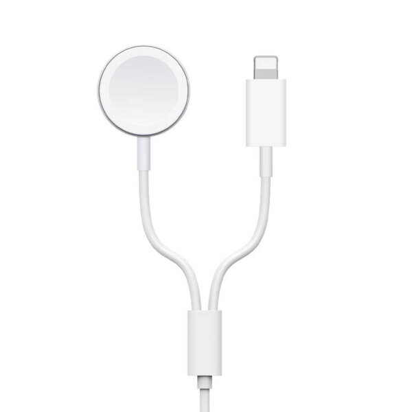 شاحن لاسلكي للساعة WIWU M10 بقدرة 2.5 واط مع كابل ليتنينج PD20W - أبيض