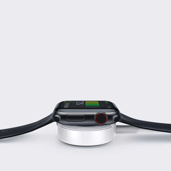 شاحن لاسلكي للساعة WIWU M10 بقدرة 2.5 واط مع كابل ليتنينج PD20W - أبيض