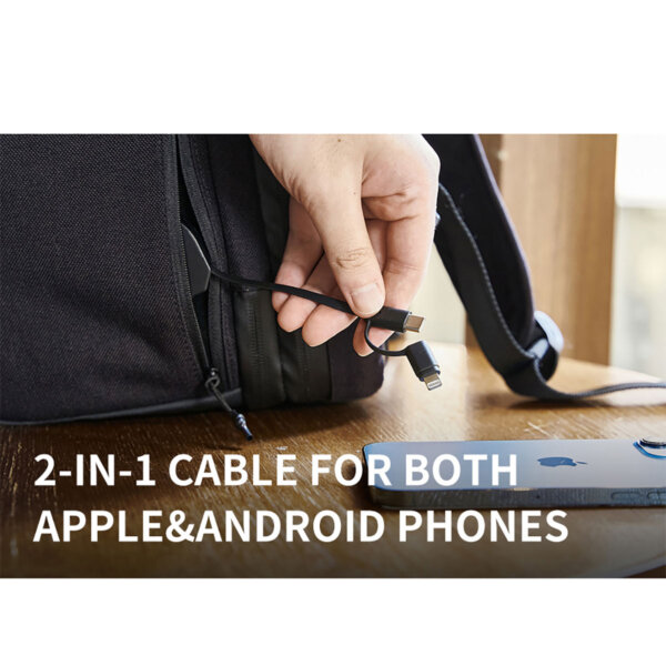 حقيبة ظهر مقاومة للماء من WIWU طراز WARRIORS بخامة CORDURA مضادة للسرقة وشاحن سريع 20W مع حجرة ملابس داخلية - لون أسود