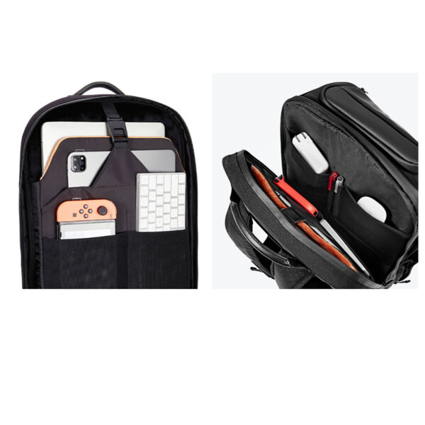 حقيبة ظهر مقاومة للماء من WIWU طراز WARRIORS بخامة CORDURA مضادة للسرقة وشاحن سريع 20W مع حجرة ملابس داخلية - لون أسود