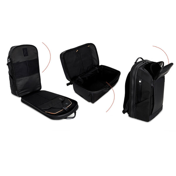 حقيبة ظهر مقاومة للماء من WIWU طراز WARRIORS بخامة CORDURA مضادة للسرقة وشاحن سريع 20W مع حجرة ملابس داخلية - لون أسود