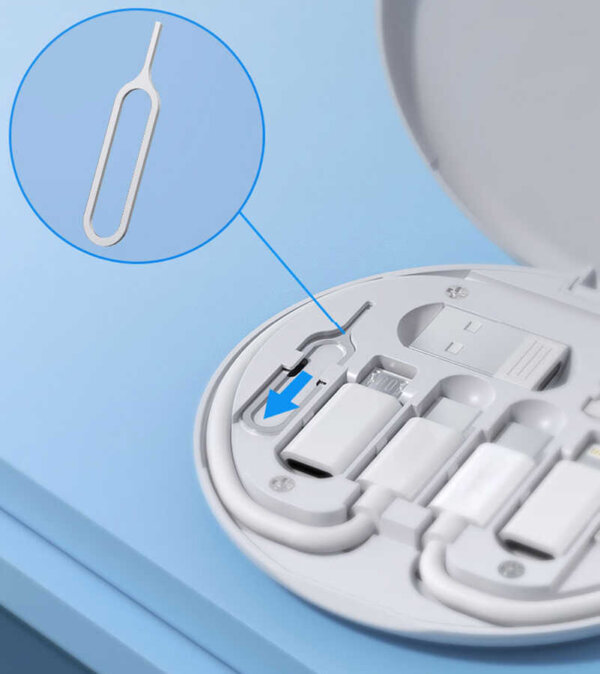 شاحن WIWU Almighty سعة 60 واط مع كابلات متعددة USB-C وLightning وميكرو USB - لون أبيض