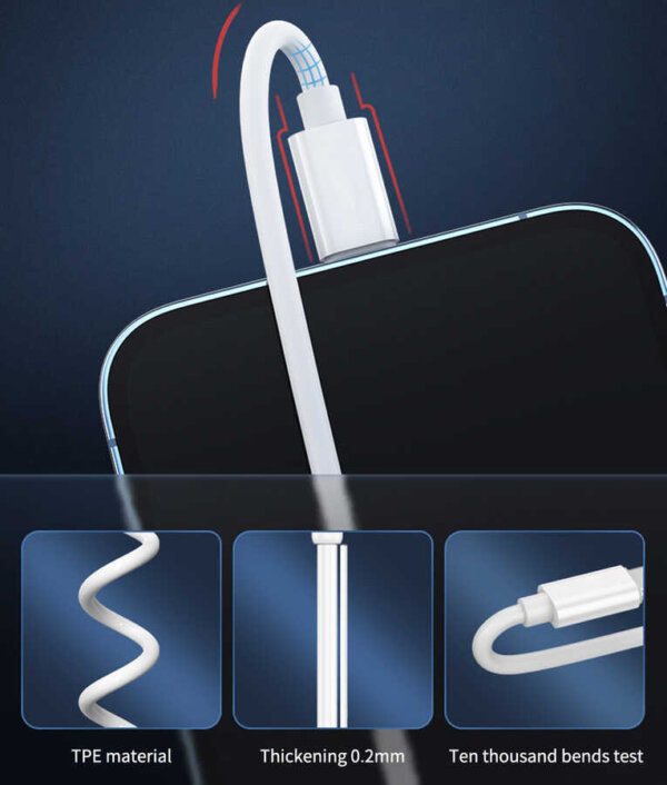 شاحن WIWU Almighty سعة 60 واط مع كابلات متعددة USB-C وLightning وميكرو USB - لون أبيض