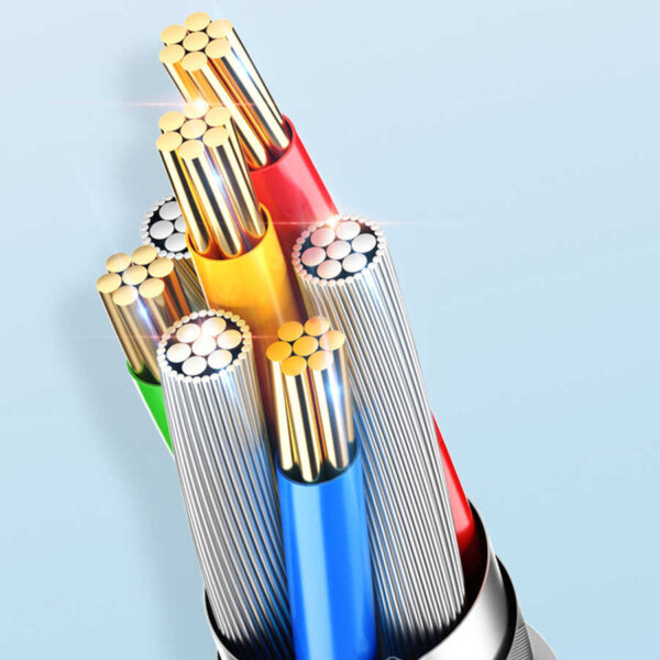 شاحن WIWU Almighty سعة 60 واط مع كابلات متعددة USB-C وLightning وميكرو USB - لون أبيض