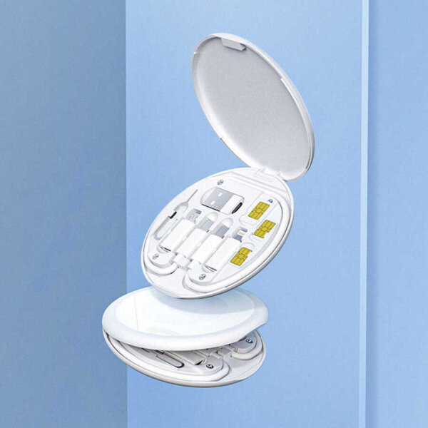 شاحن WIWU Almighty سعة 60 واط مع كابلات متعددة USB-C وLightning وميكرو USB - لون أبيض