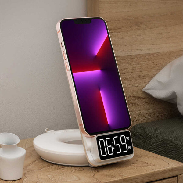 شاحن لاسلكي 4 في 1 WIWU M11 بقدرة 15 واط مع قاعدة مغناطيسية وضوء ليلي