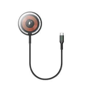 شاحن لاسلكي مغناطيسي شفاف WIWU M14 بقوة 15 واط مع كابل نايلون مقاوم للانحناء