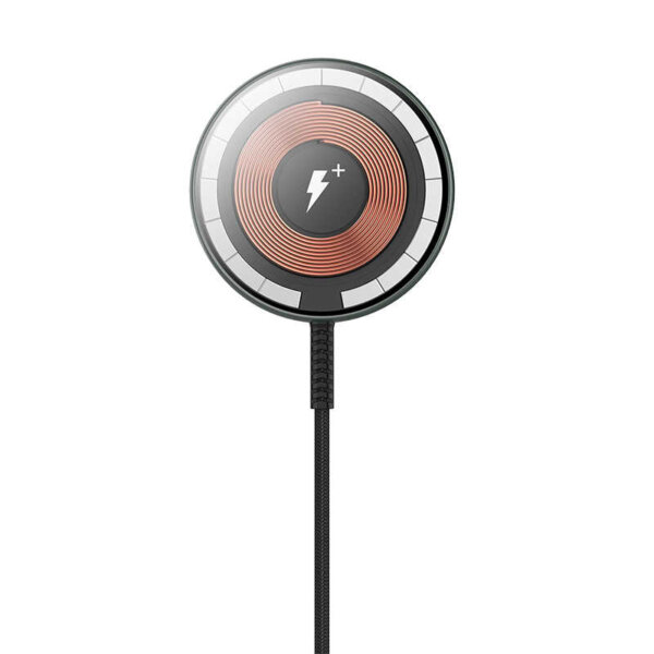 شاحن لاسلكي مغناطيسي شفاف WIWU M14 بقوة 15 واط مع كابل نايلون مقاوم للانحناء