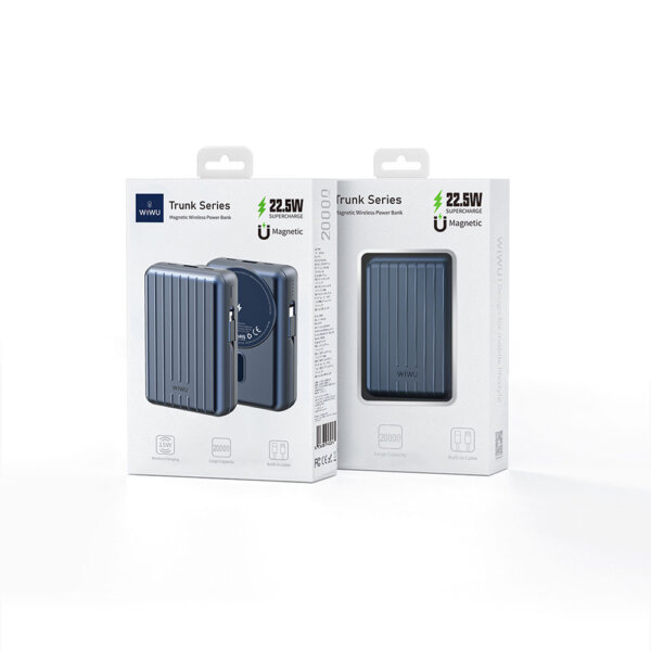 شاحنة سلسلة بنك الطاقة WIWU PP04 بسعة 20000mAh مع شحن لاسلكي 15W وشحن سريع USB-C - حقيبة لابتوب عمودية WIWU Alpha 11 بوصة