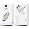 محول USB HDMI Alpha 731HP من WIWU - 3 منافذ USB 3.0 + منفذ Type C + HDMI + Micro SD + SD - اللون الرمادي