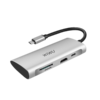 محول USB HDMI Alpha 731HP من WIWU - 3 منافذ USB 3.0 + منفذ Type C + HDMI + Micro SD + SD - اللون الرمادي